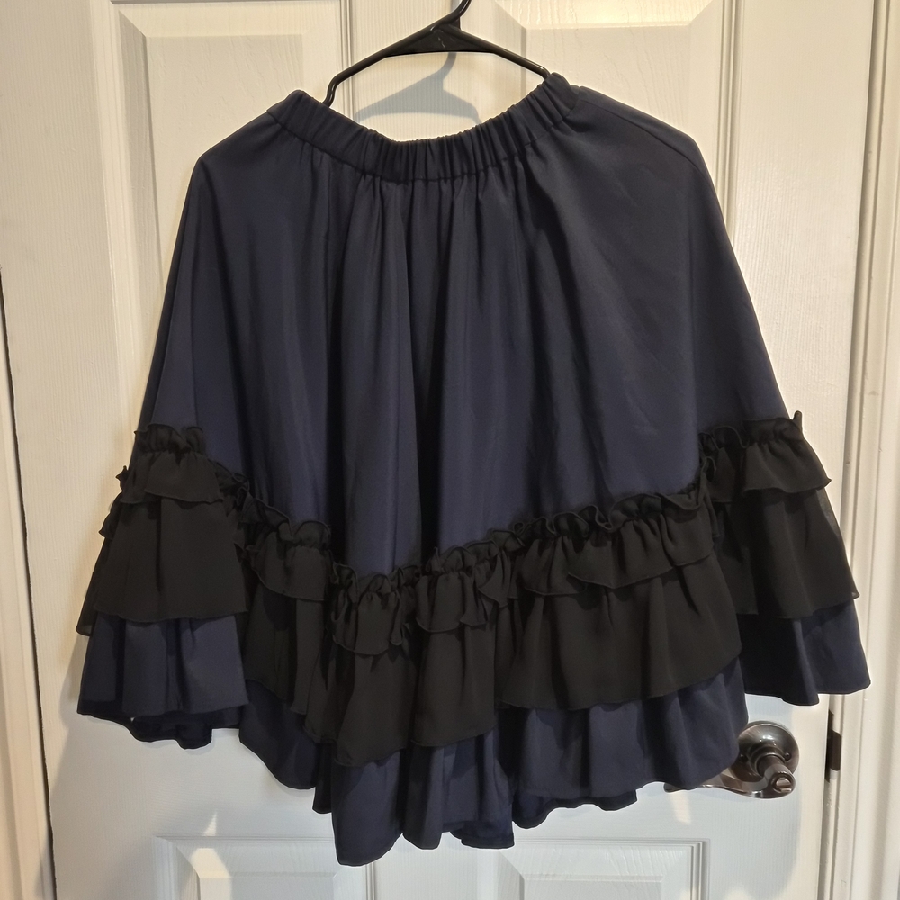 Navy and Black Ruffle Skirt